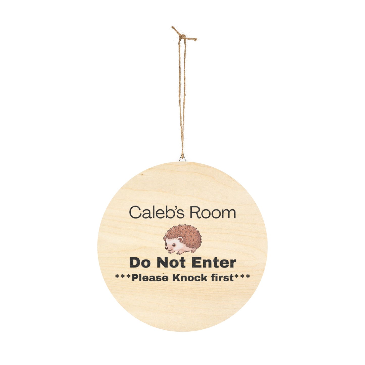 Caleb's Door Sign Personalized Wooden Door Sign - "Caleb's Room Do Not Enter" Hedgehog Plaque