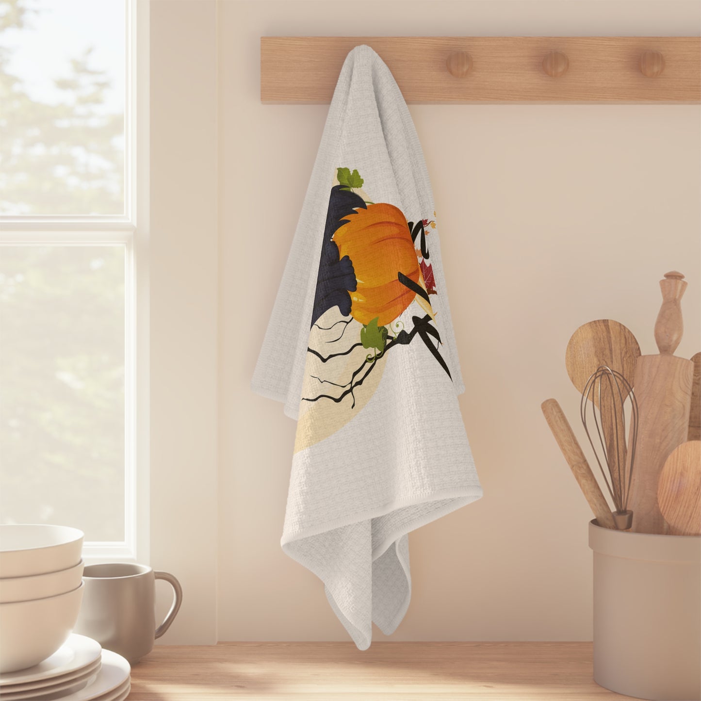 Halloween Cat Microfiber Tea Towel, Fall Decor, Kitchen Gift, Seasonal Towel, Scary Decor, Witchy Kitchen Accessory