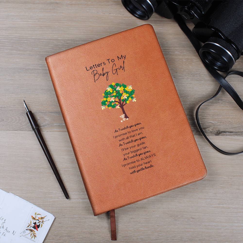 Adorable Baby Girl Pregnancy Journey Leather Journal