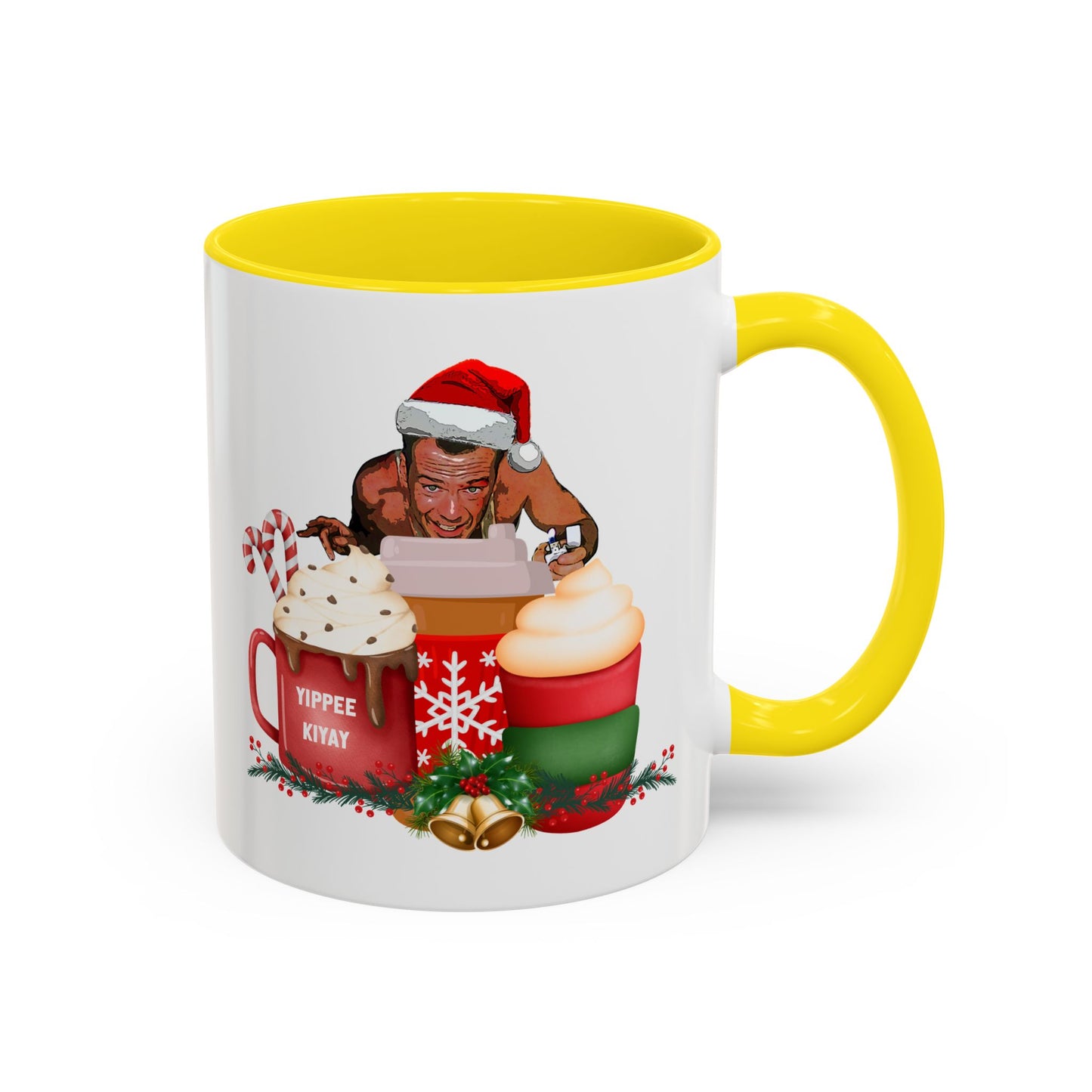 Cute Yippee Kiyay Nostalgic Movie Quote | Christmas Movie Fan Gift | Funny Christmas Gift| 1980s Nostalgia |11oz Accent Mug| 15oz Accent Mug