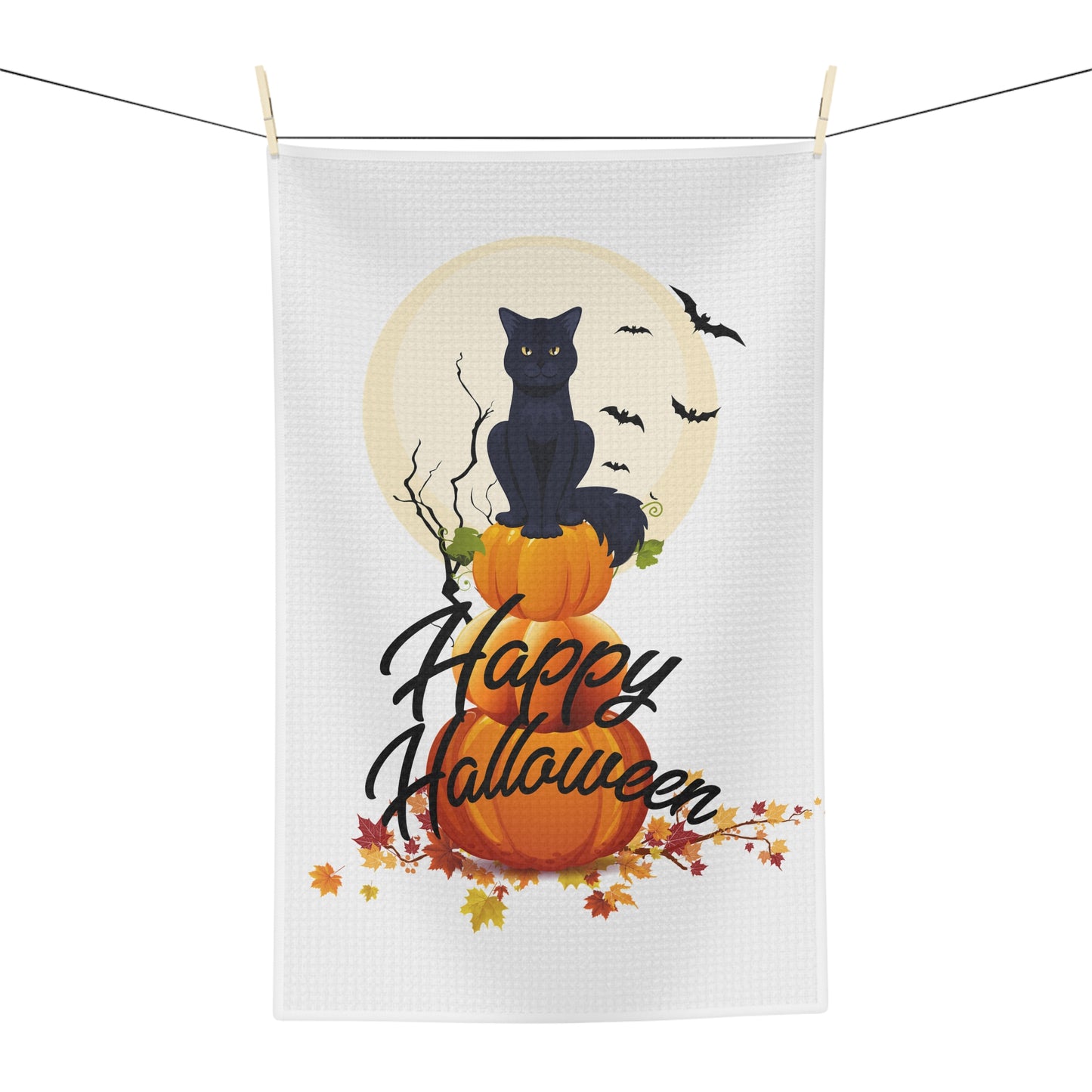 Halloween Cat Microfiber Tea Towel, Fall Decor, Kitchen Gift, Seasonal Towel, Scary Decor, Witchy Kitchen Accessory