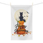 Halloween Cat Microfiber Tea Towel, Fall Decor, Kitchen Gift, Seasonal Towel, Scary Decor, Witchy Kitchen Accessory