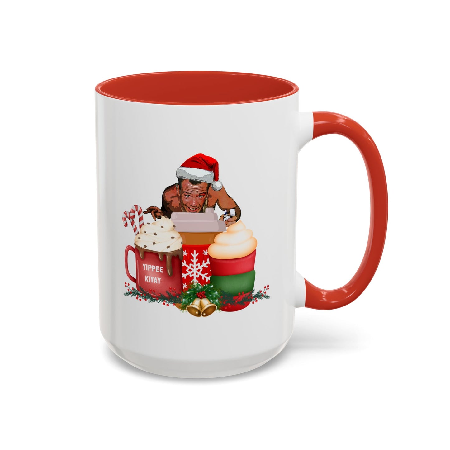Cute Yippee Kiyay Nostalgic Movie Quote | Christmas Movie Fan Gift | Funny Christmas Gift| 1980s Nostalgia |11oz Accent Mug| 15oz Accent Mug