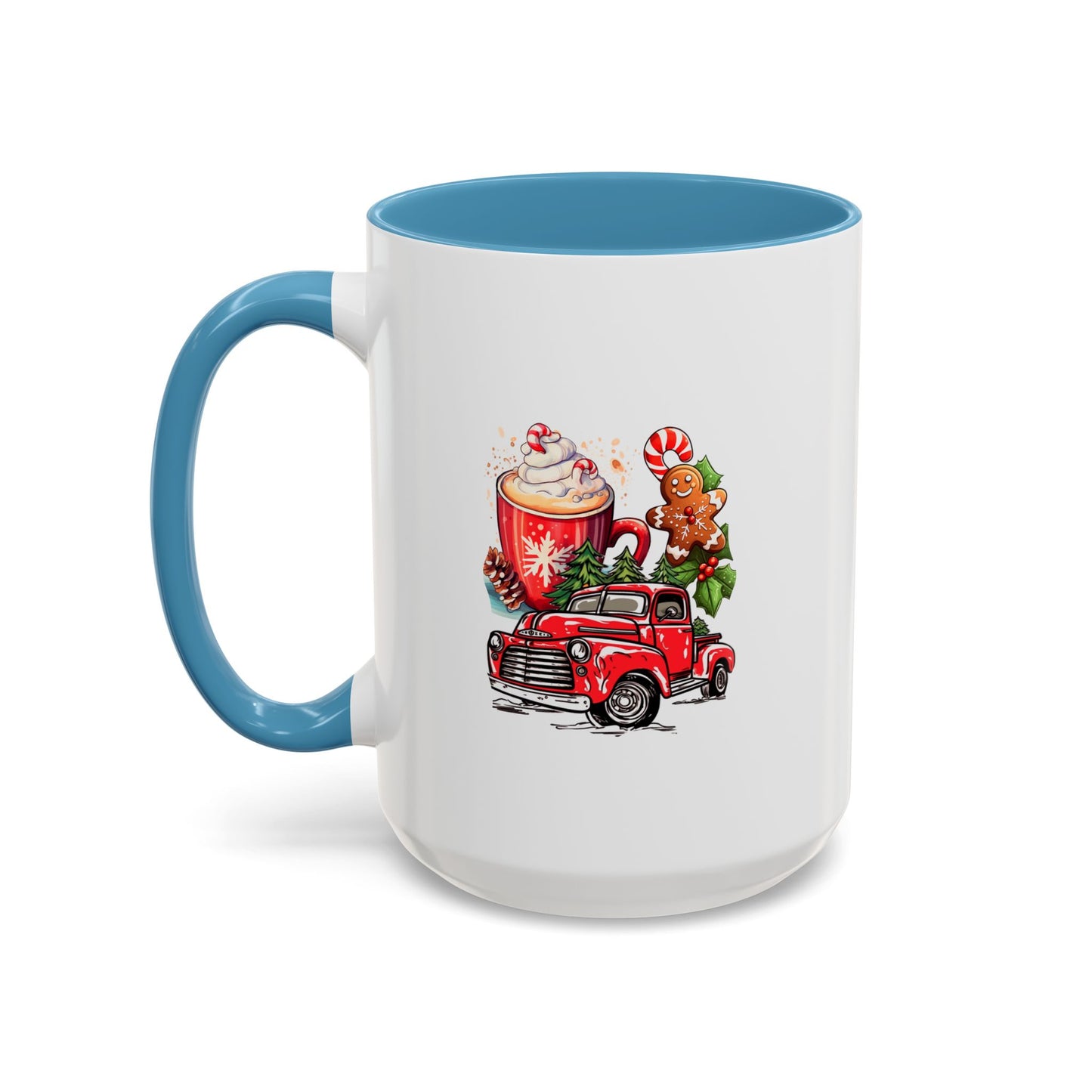 Red Christmas Truck Mug | Cute Gingerbread Man Mug | Christmas Gift Idea | 11oz Accent Mug | 15oz Accent Mug