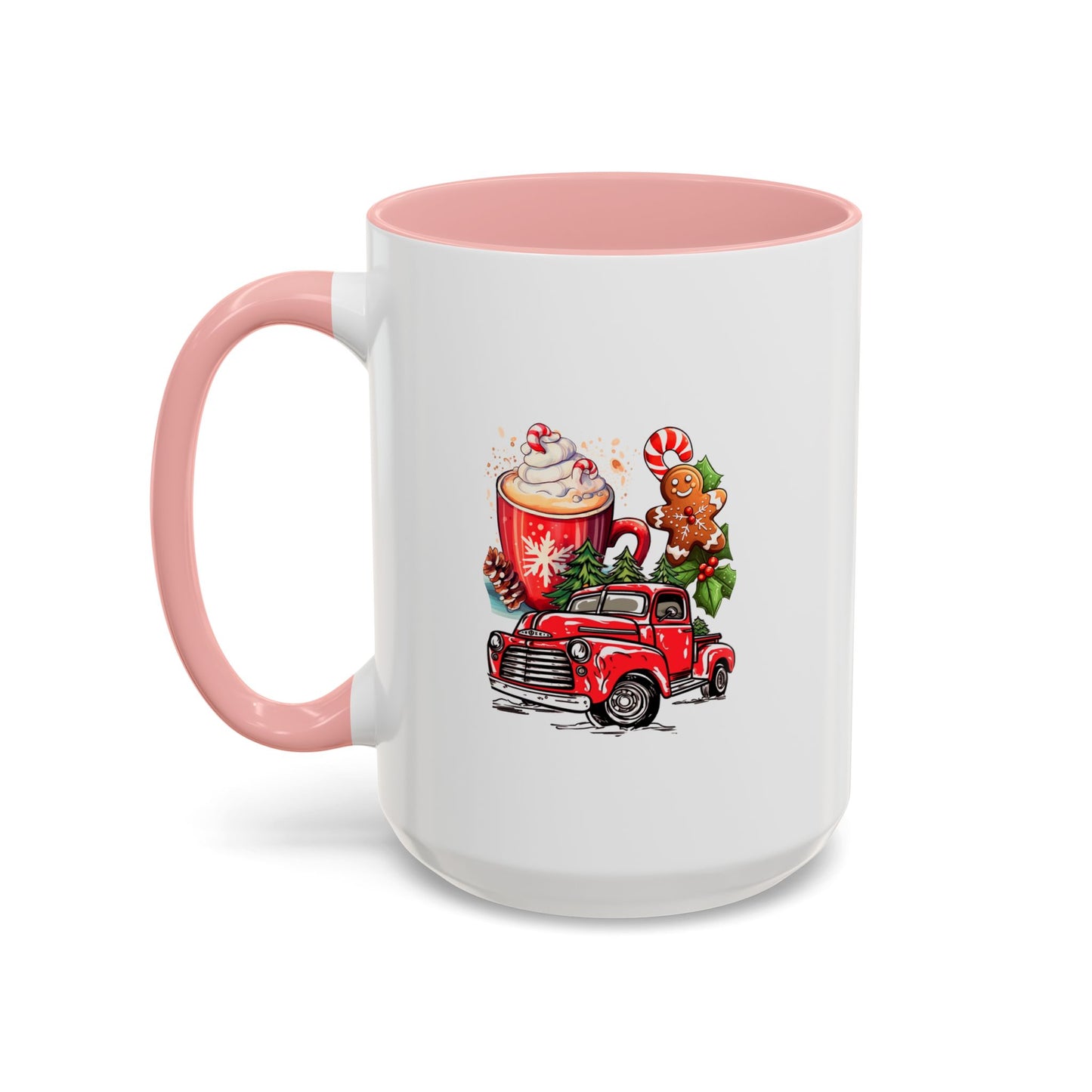Red Christmas Truck Mug | Cute Gingerbread Man Mug | Christmas Gift Idea | 11oz Accent Mug | 15oz Accent Mug