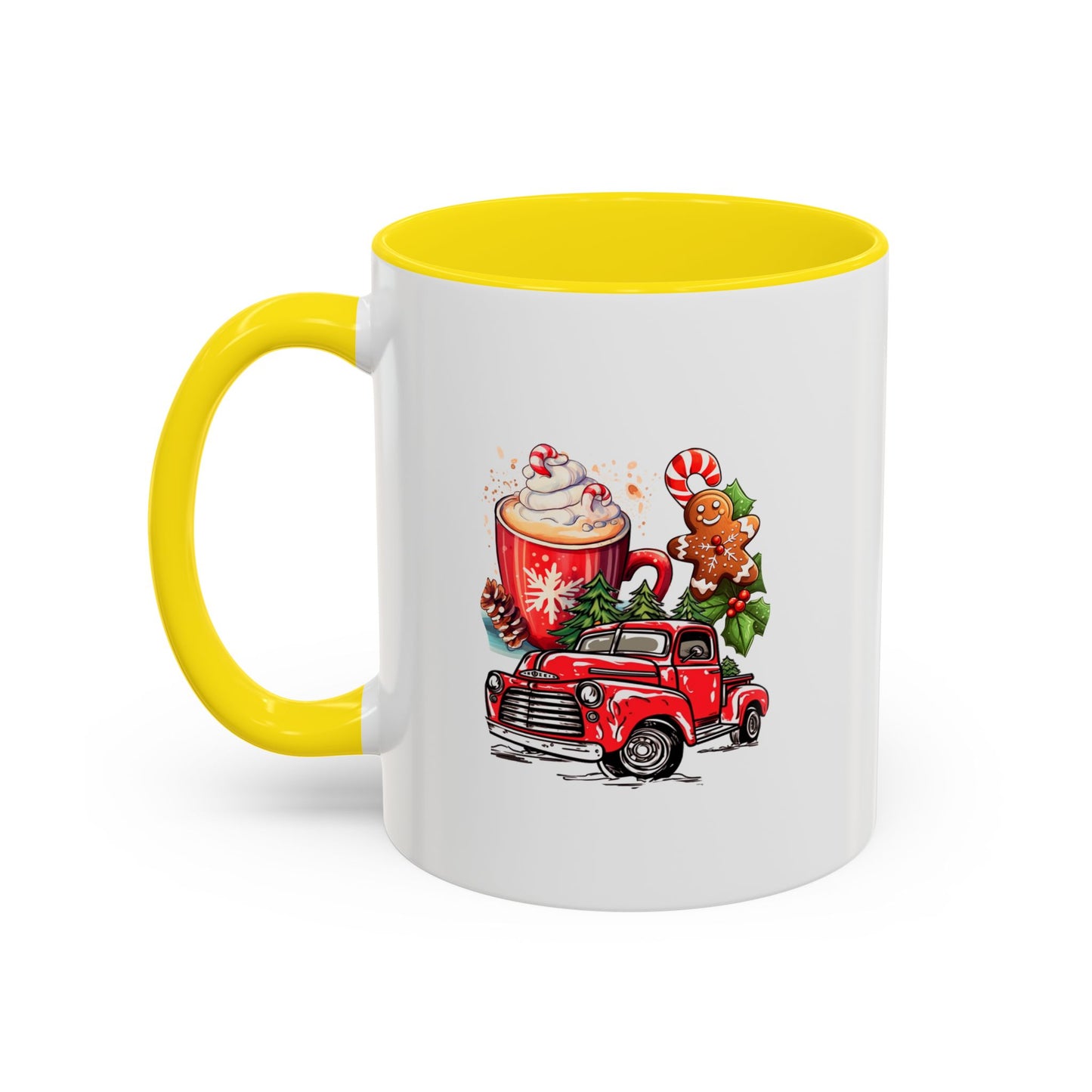 Red Christmas Truck Mug | Cute Gingerbread Man Mug | Christmas Gift Idea | 11oz Accent Mug | 15oz Accent Mug