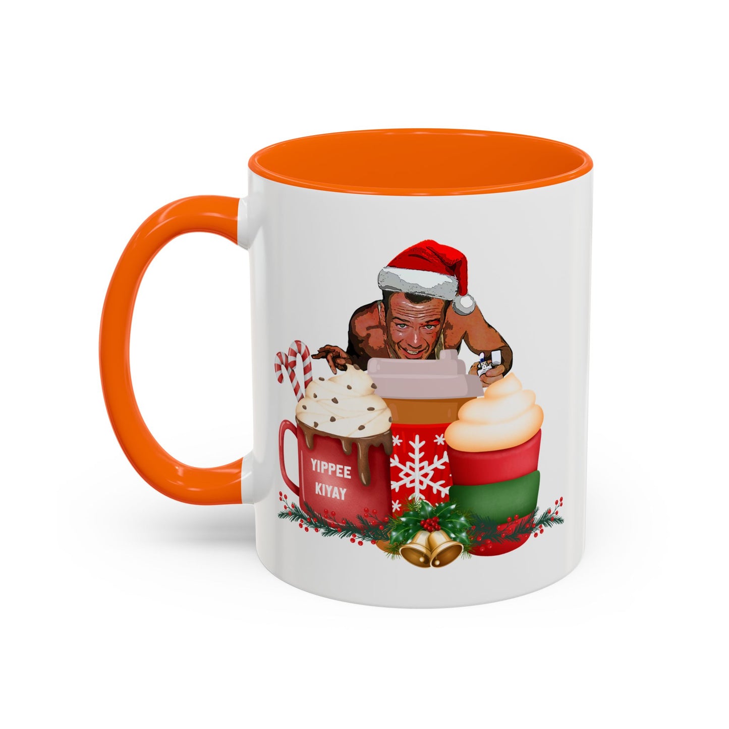 Cute Yippee Kiyay Nostalgic Movie Quote | Christmas Movie Fan Gift | Funny Christmas Gift| 1980s Nostalgia |11oz Accent Mug| 15oz Accent Mug