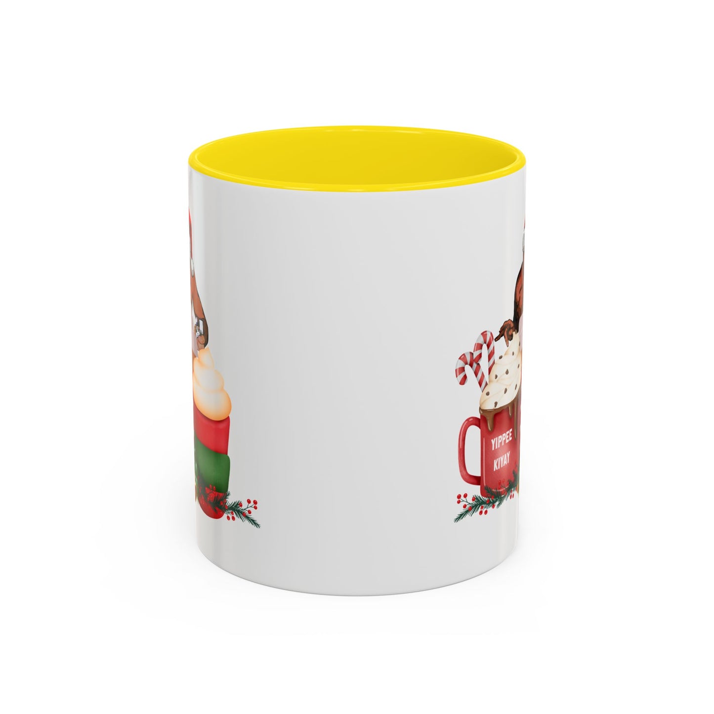 Cute Yippee Kiyay Nostalgic Movie Quote | Christmas Movie Fan Gift | Funny Christmas Gift| 1980s Nostalgia |11oz Accent Mug| 15oz Accent Mug