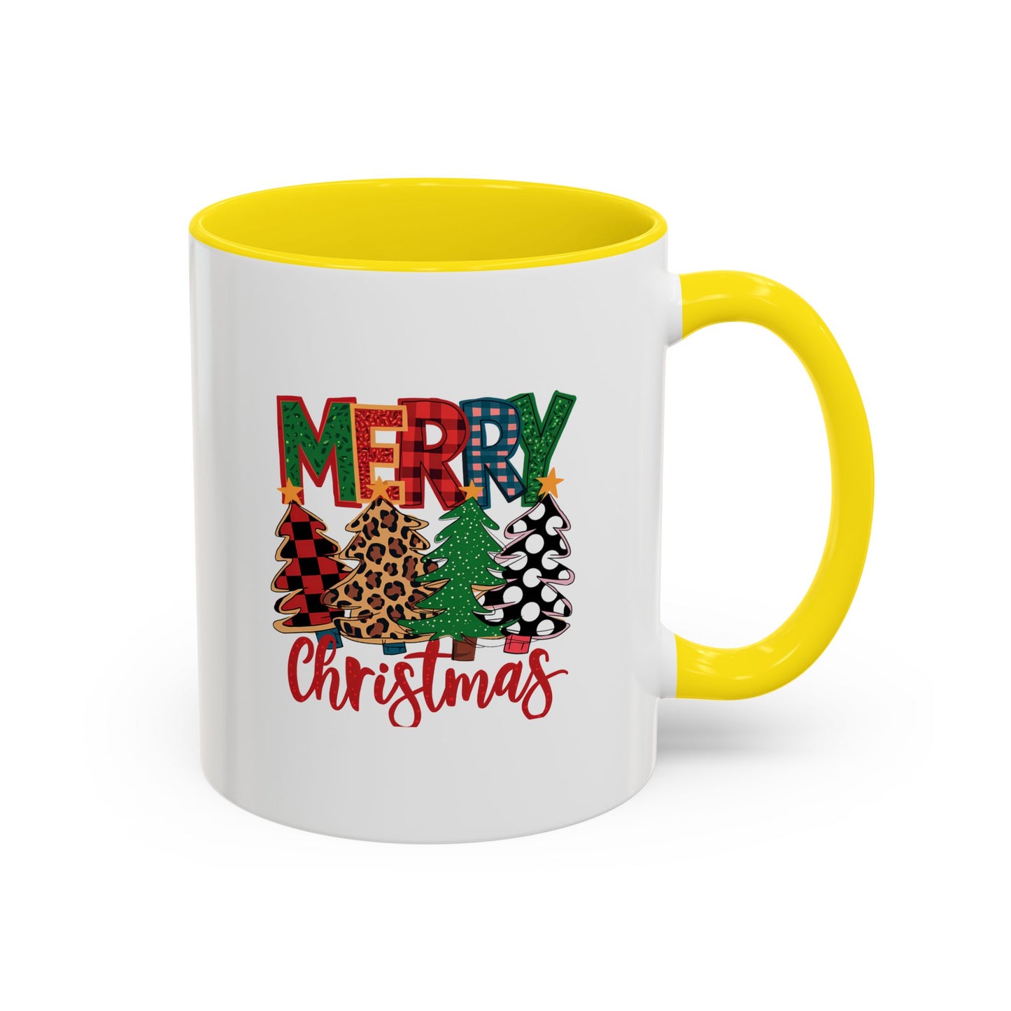 Colorful Merry Christmas Trees Mug | Christmas Mug | Christmas Gift | 11oz Accent Mug | 15oz Accent Mug