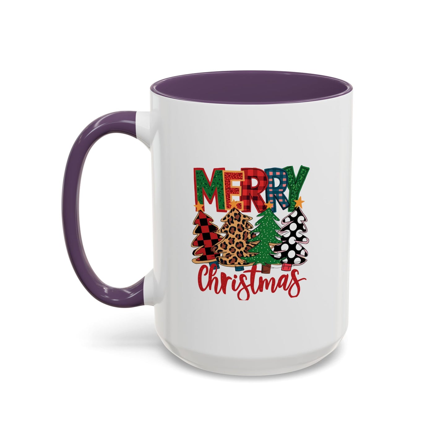 Colorful Merry Christmas Trees Mug | Christmas Mug | Christmas Gift | 11oz Accent Mug | 15oz Accent Mug