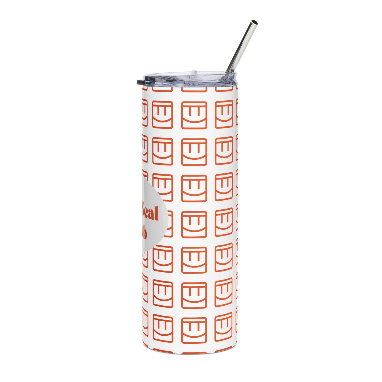 Caleb Personalized 20oz Stainless Tumbler - 'FuzzySeal Caleb' Pink Pattern