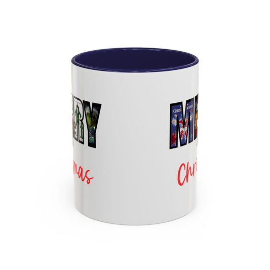 Cute Merry Christmas Nostalgic Holiday Movie Poster Mug | Christmas Gift | Christmas Bells | 11oz Accent Mug | 15oz