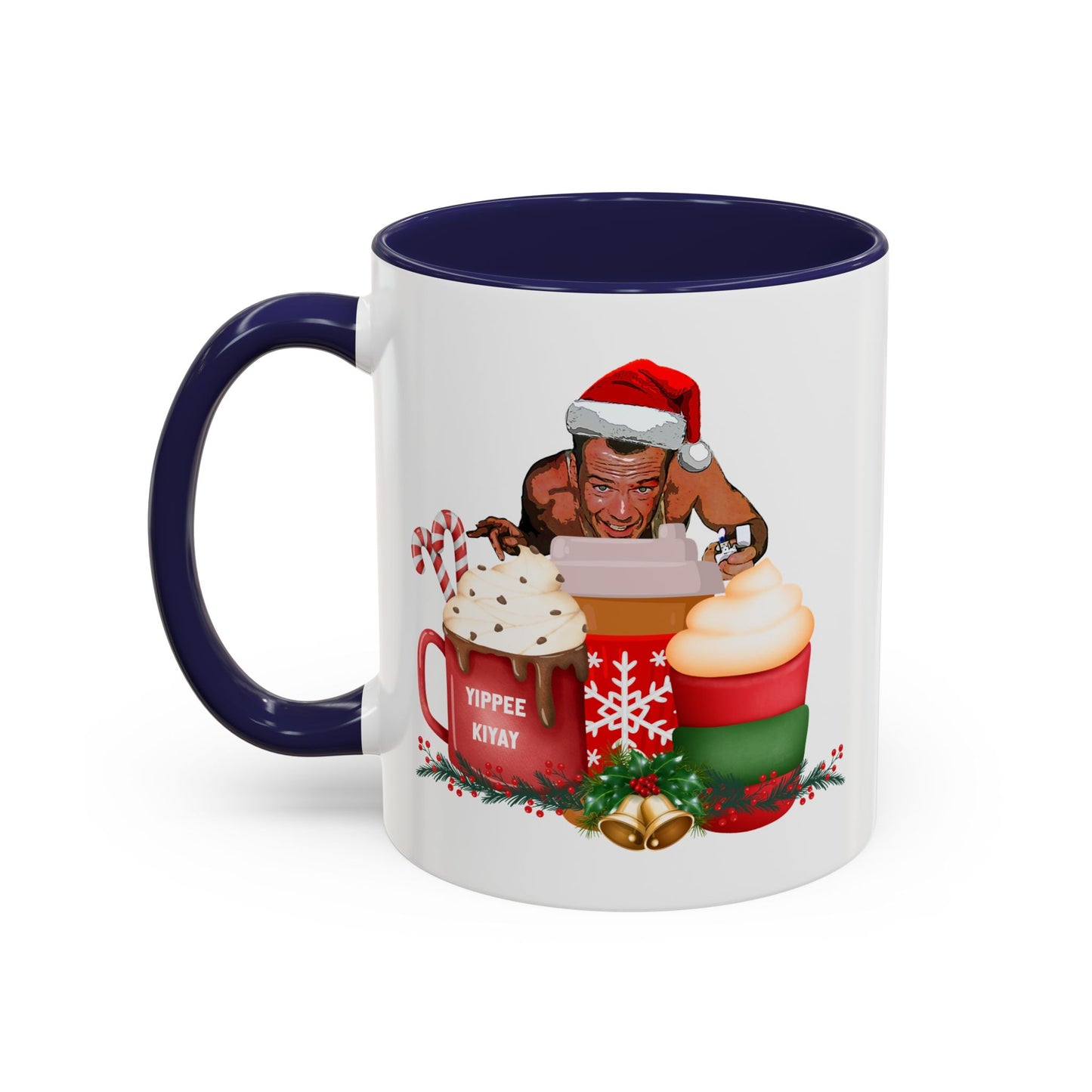 Cute Yippee Kiyay Nostalgic Movie Quote | Christmas Movie Fan Gift | Funny Christmas Gift| 1980s Nostalgia |11oz Accent Mug| 15oz Accent Mug