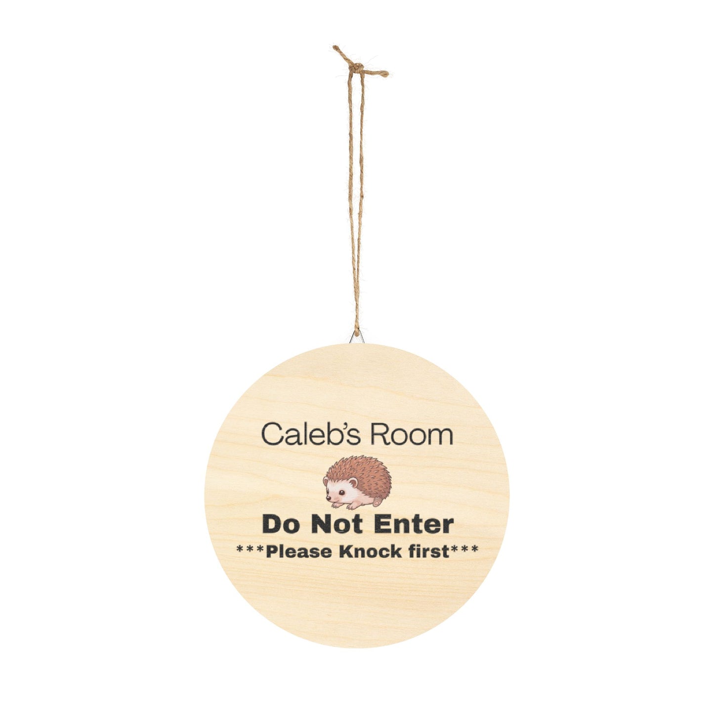 Caleb's Door Sign Personalized Wooden Door Sign - "Caleb's Room Do Not Enter" Hedgehog Plaque