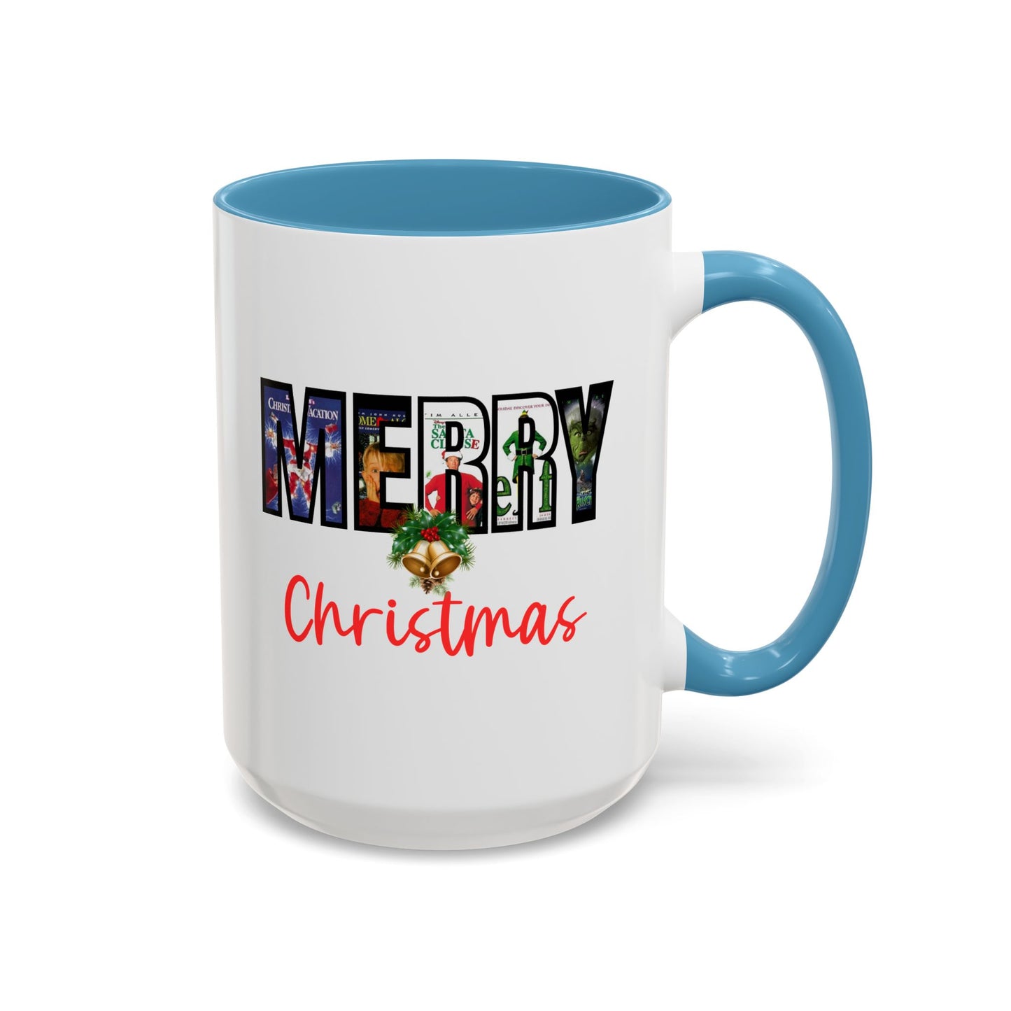 Cute Merry Christmas Nostalgic Holiday Movie Poster Mug | Christmas Gift | Christmas Bells | 11oz Accent Mug | 15oz