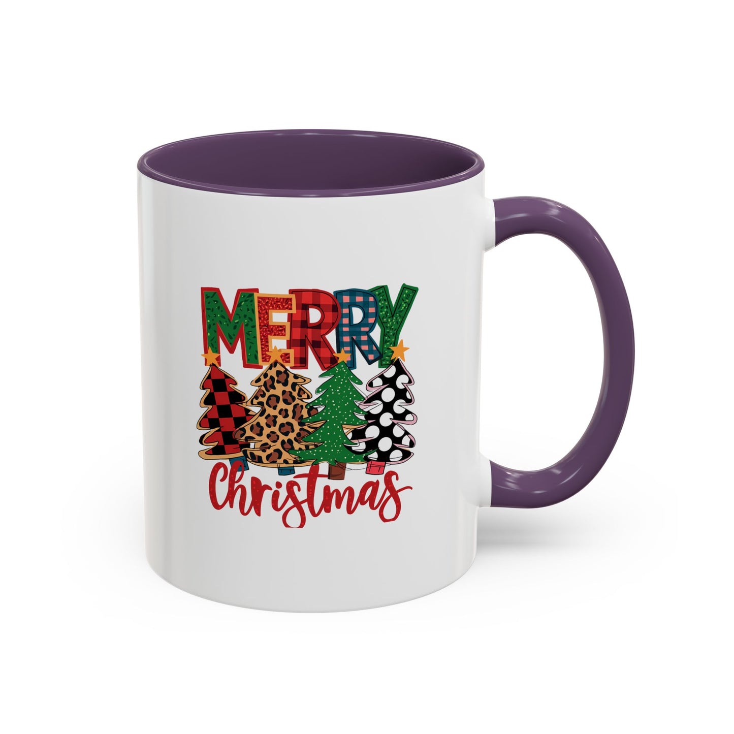 Colorful Merry Christmas Trees Mug | Christmas Mug | Christmas Gift | 11oz Accent Mug | 15oz Accent Mug