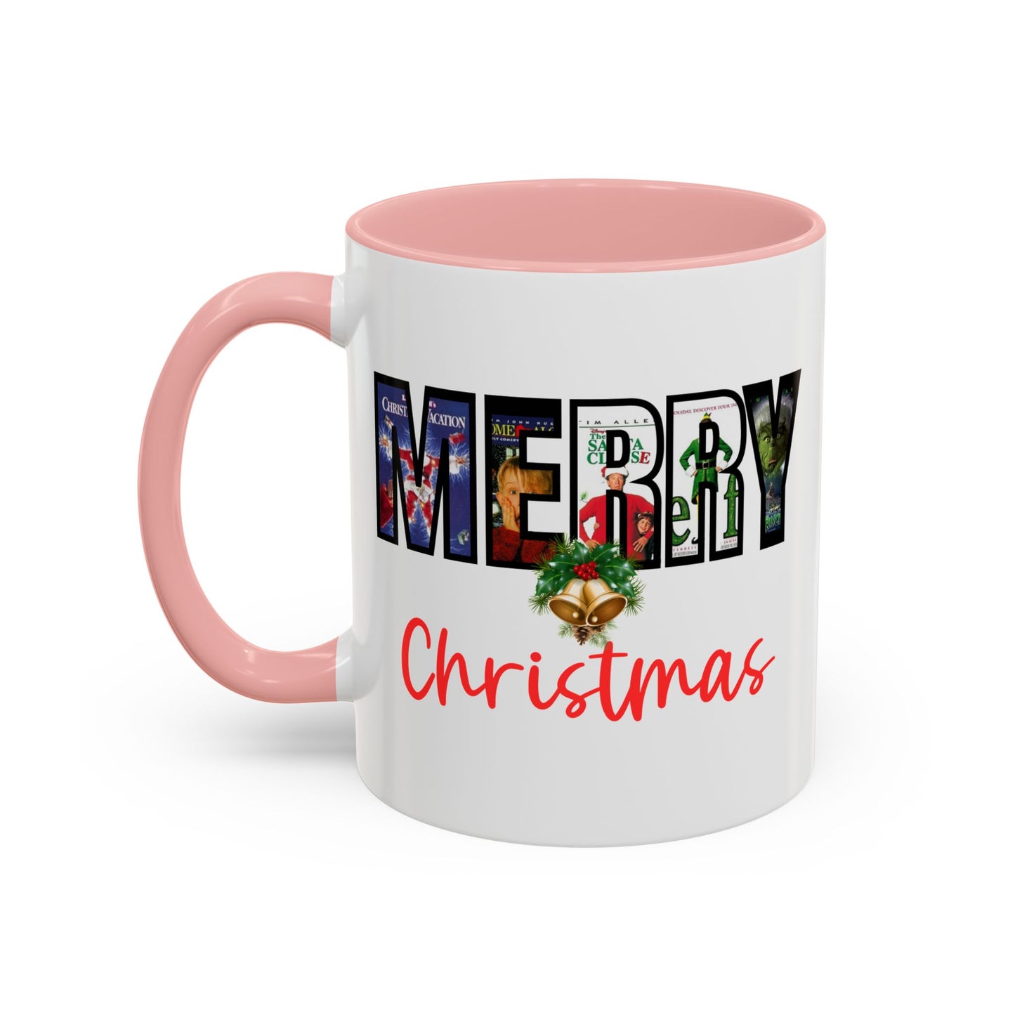 Cute Merry Christmas Nostalgic Holiday Movie Poster Mug | Christmas Gift | Christmas Bells | 11oz Accent Mug | 15oz