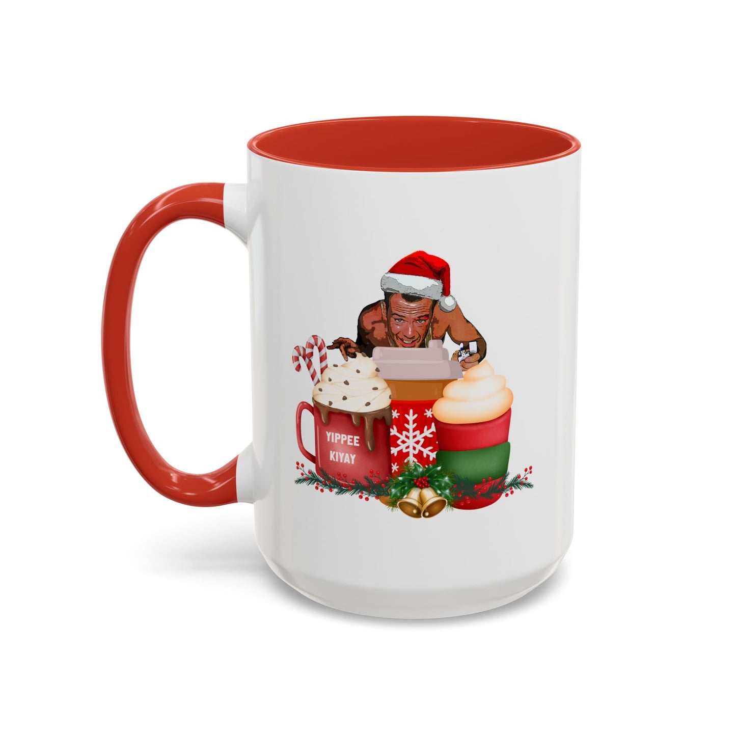 Cute Yippee Kiyay Nostalgic Movie Quote | Christmas Movie Fan Gift | Funny Christmas Gift| 1980s Nostalgia |11oz Accent Mug| 15oz Accent Mug