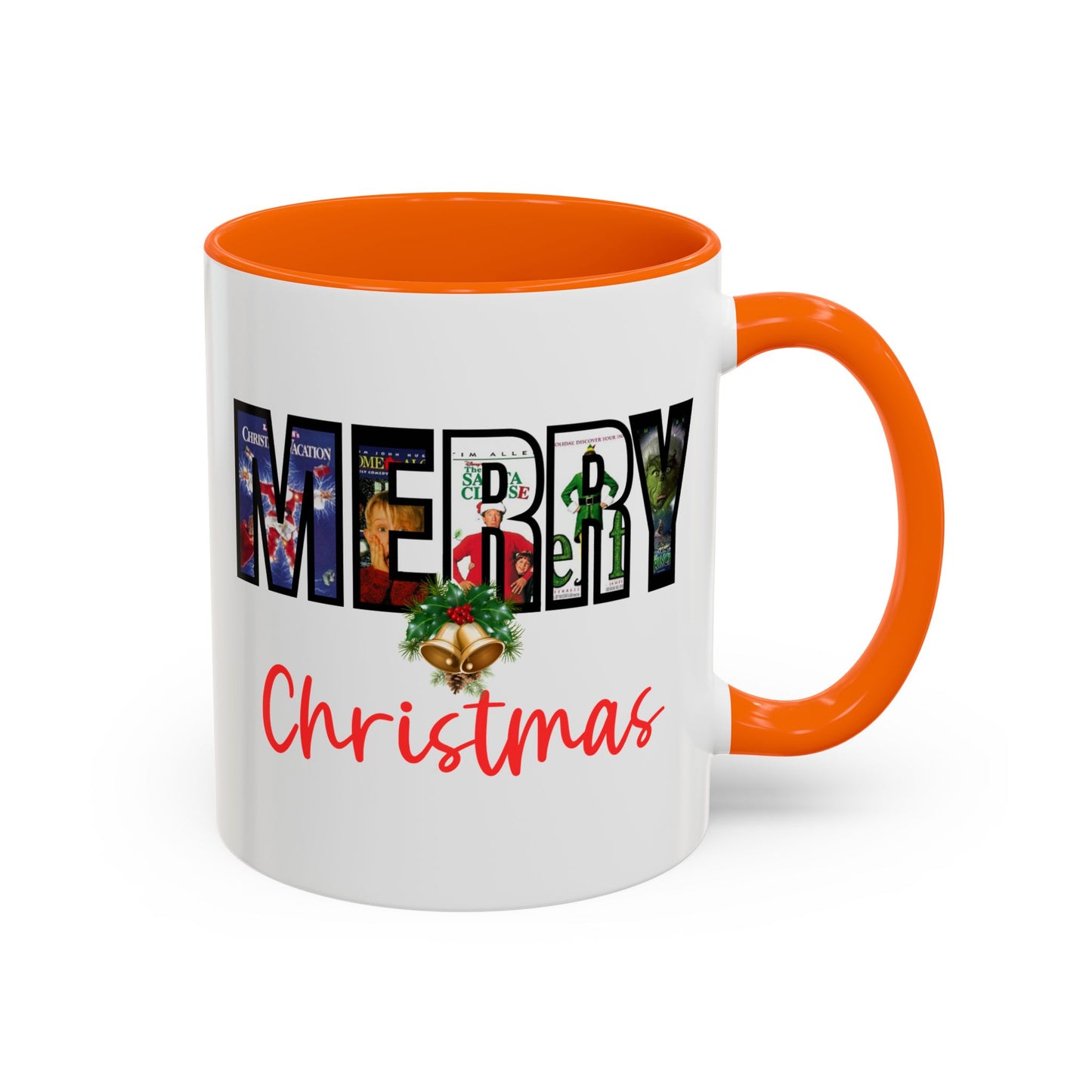 Cute Merry Christmas Nostalgic Holiday Movie Poster Mug | Christmas Gift | Christmas Bells | 11oz Accent Mug | 15oz