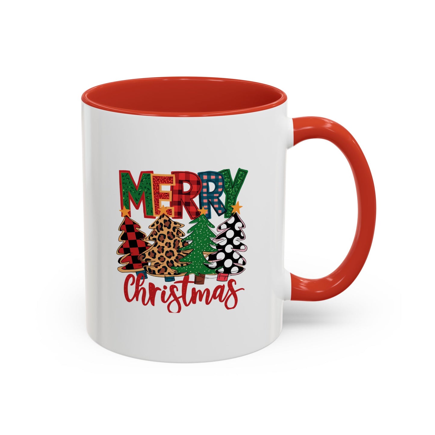 Colorful Merry Christmas Trees Mug | Christmas Mug | Christmas Gift | 11oz Accent Mug | 15oz Accent Mug