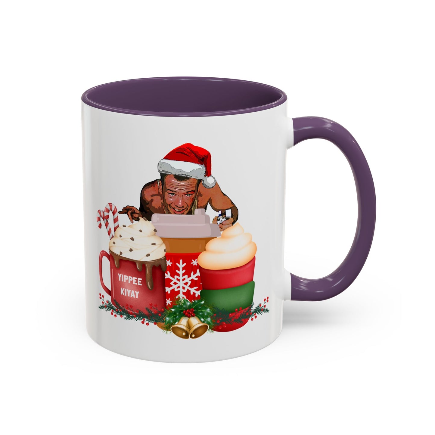 Cute Yippee Kiyay Nostalgic Movie Quote | Christmas Movie Fan Gift | Funny Christmas Gift| 1980s Nostalgia |11oz Accent Mug| 15oz Accent Mug