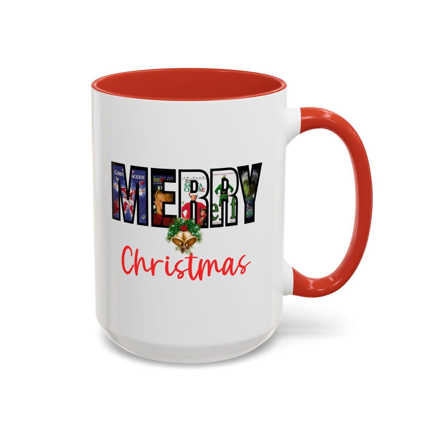 Cute Merry Christmas Nostalgic Holiday Movie Poster Mug | Christmas Gift | Christmas Bells | 11oz Accent Mug | 15oz
