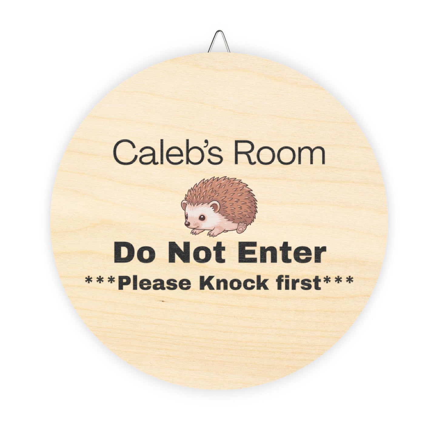 Caleb's Door Sign Personalized Wooden Door Sign - "Caleb's Room Do Not Enter" Hedgehog Plaque