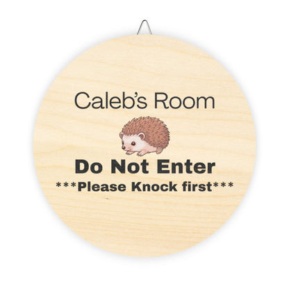 Caleb's Door Sign Personalized Wooden Door Sign - "Caleb's Room Do Not Enter" Hedgehog Plaque