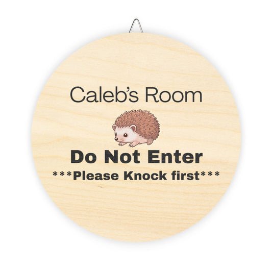 Caleb's Door Sign Personalized Wooden Door Sign - "Caleb's Room Do Not Enter" Hedgehog Plaque