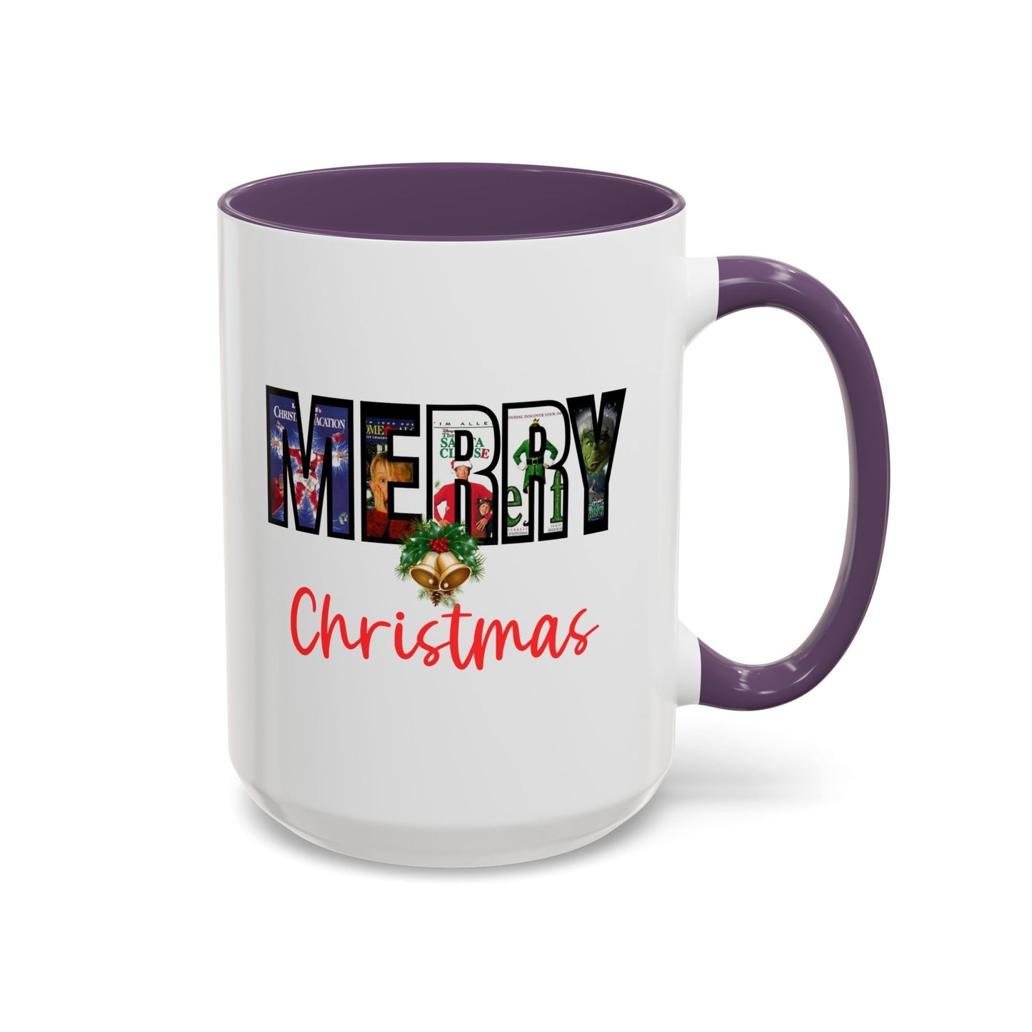 Cute Merry Christmas Nostalgic Holiday Movie Poster Mug | Christmas Gift | Christmas Bells | 11oz Accent Mug | 15oz