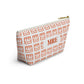 Madison Pouch Personalized Monogram Accessory Pouch — Orange Monogram 'MRE' T-Bottom Makeup Bag