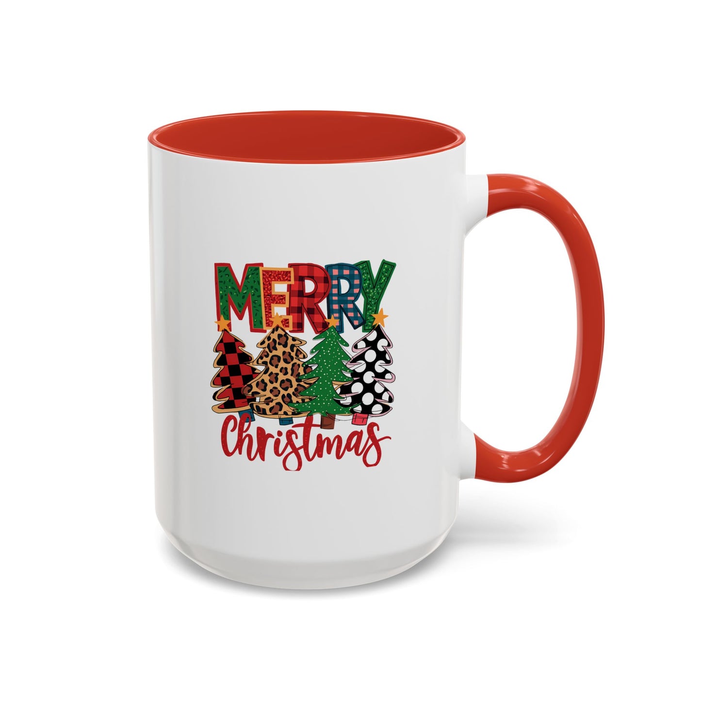 Colorful Merry Christmas Trees Mug | Christmas Mug | Christmas Gift | 11oz Accent Mug | 15oz Accent Mug