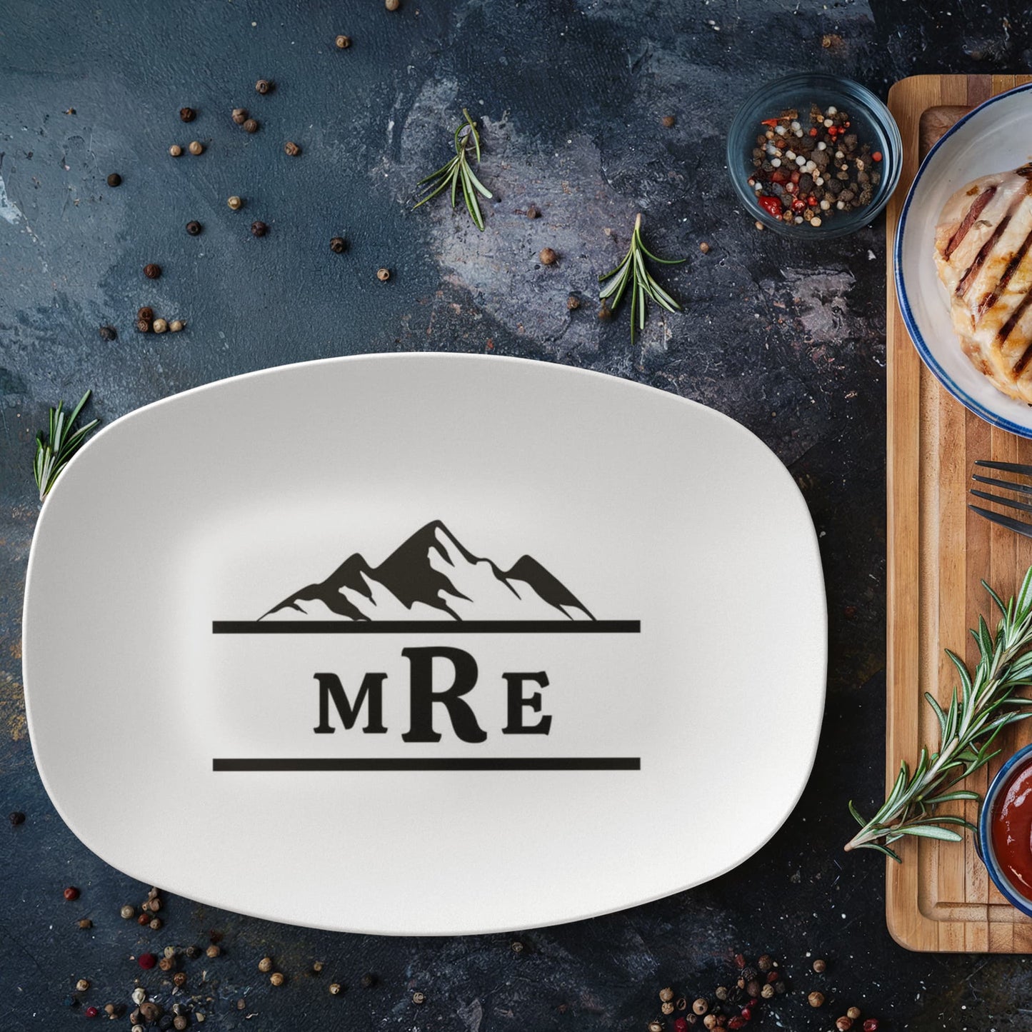 Personalized Gift Platter For Him | Mountain Scape BBQ Tray | Custom Tray For Dads Anniversary Wedding Boyfriend Platter