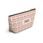 Madison Pouch Personalized Monogram Accessory Pouch — Orange Monogram 'MRE' T-Bottom Makeup Bag