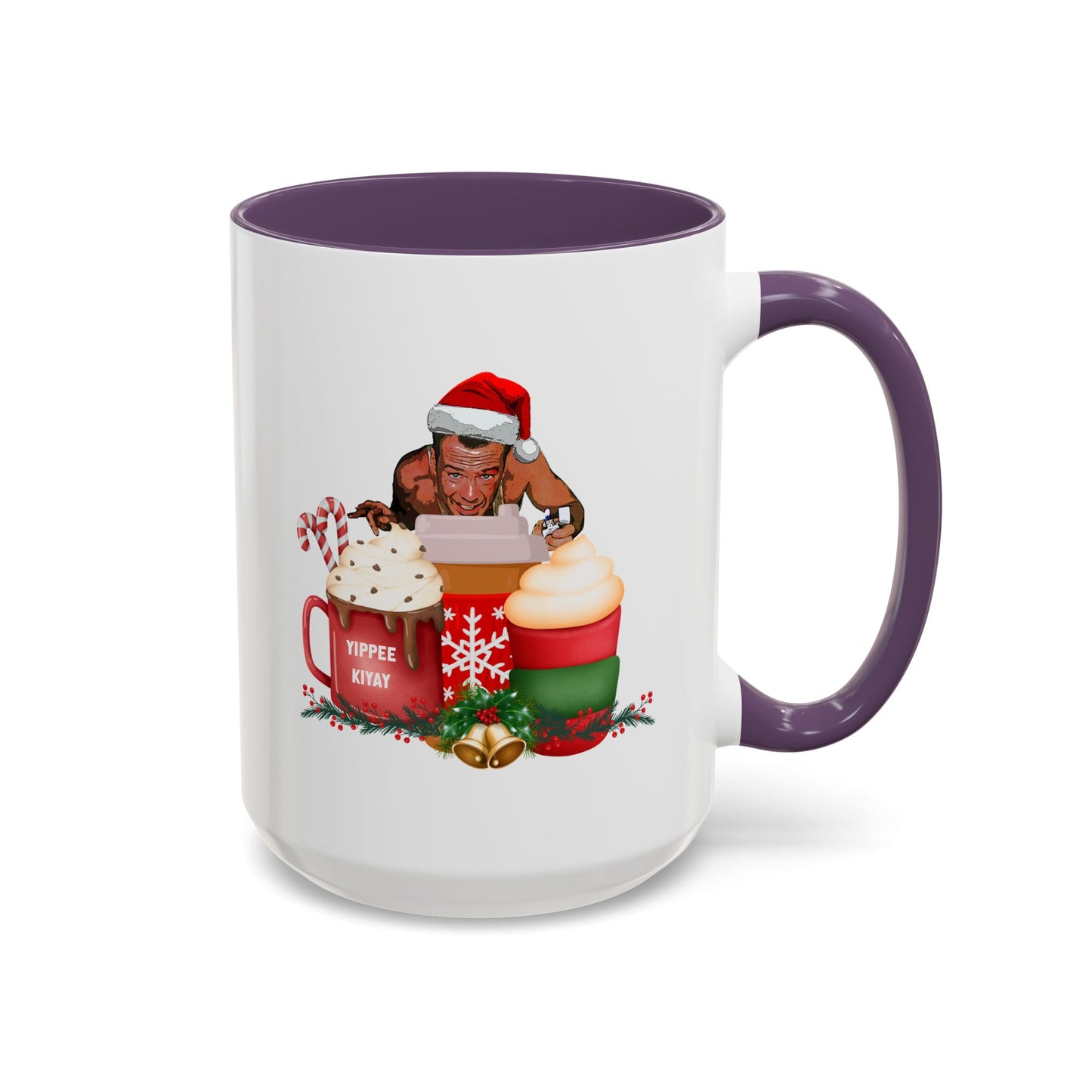 Cute Yippee Kiyay Nostalgic Movie Quote | Christmas Movie Fan Gift | Funny Christmas Gift| 1980s Nostalgia |11oz Accent Mug| 15oz Accent Mug