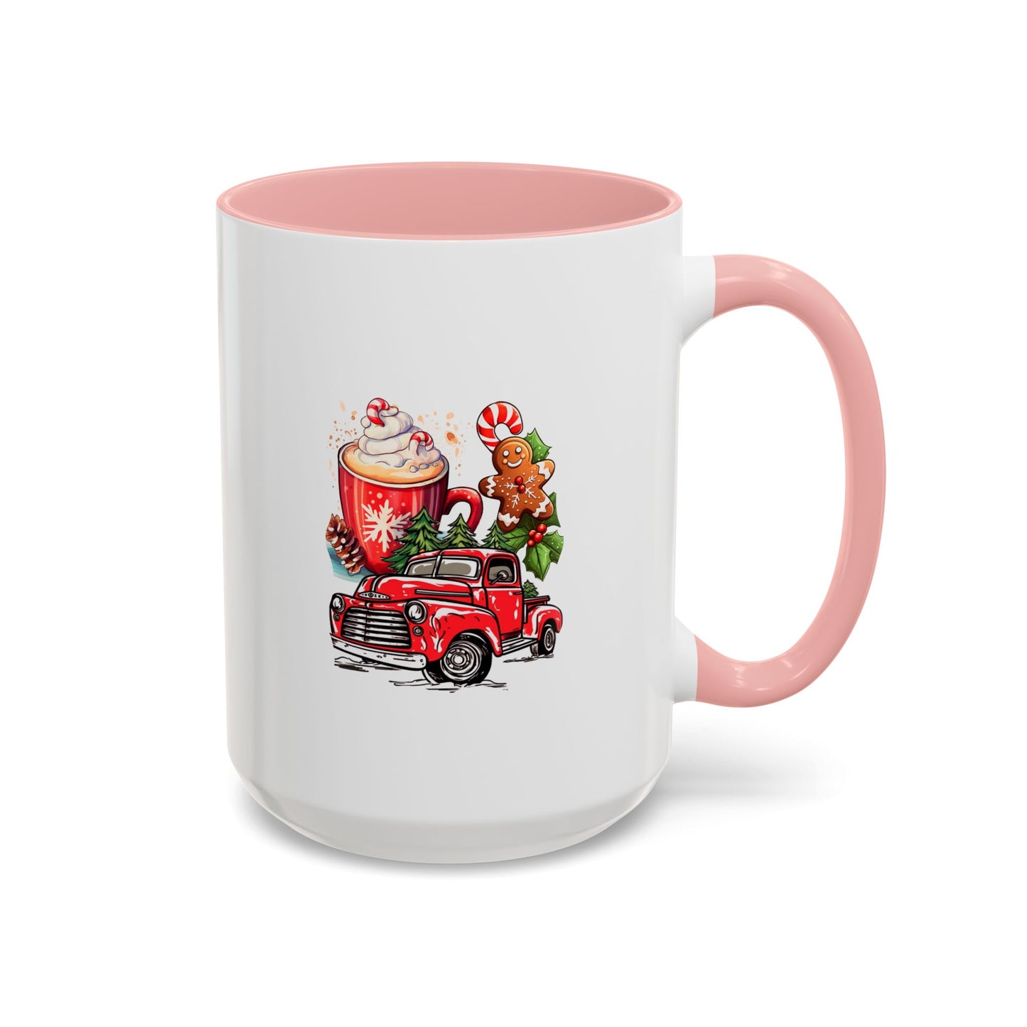 Red Christmas Truck Mug | Cute Gingerbread Man Mug | Christmas Gift Idea | 11oz Accent Mug | 15oz Accent Mug