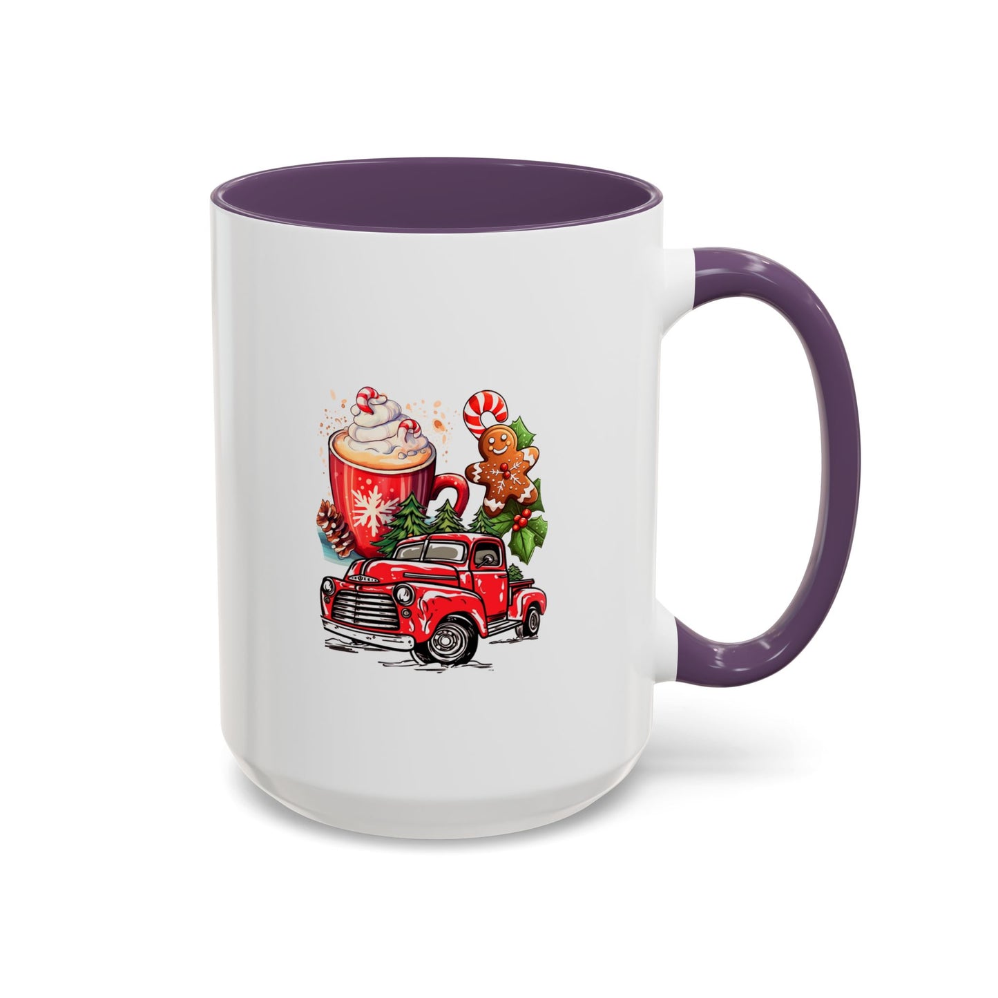 Red Christmas Truck Mug | Cute Gingerbread Man Mug | Christmas Gift Idea | 11oz Accent Mug | 15oz Accent Mug