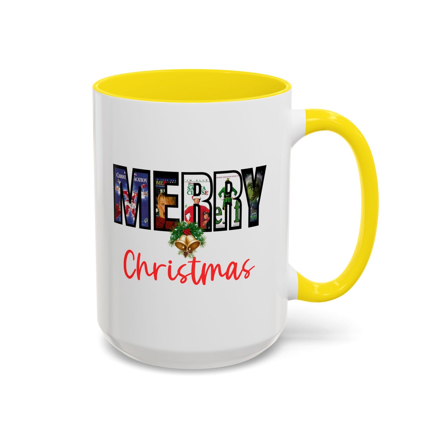 Cute Merry Christmas Nostalgic Holiday Movie Poster Mug | Christmas Gift | Christmas Bells | 11oz Accent Mug | 15oz