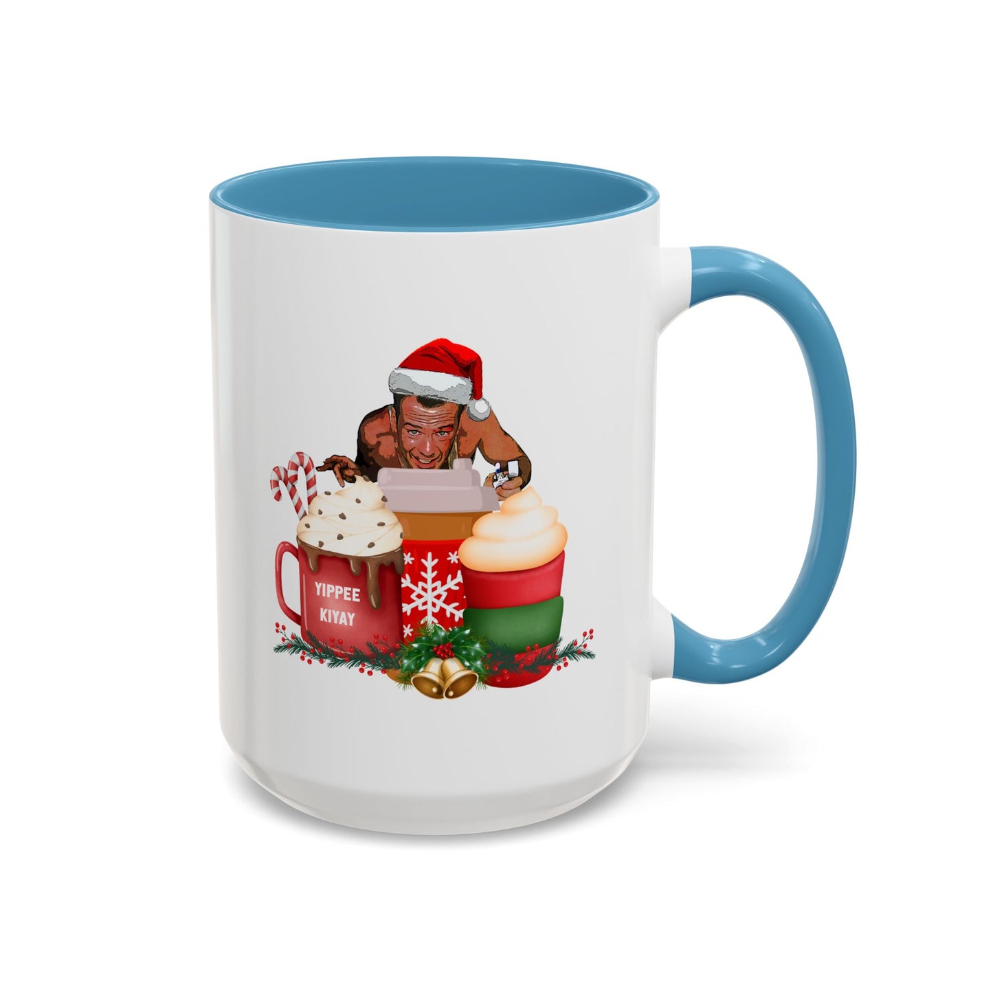 Cute Yippee Kiyay Nostalgic Movie Quote | Christmas Movie Fan Gift | Funny Christmas Gift| 1980s Nostalgia |11oz Accent Mug| 15oz Accent Mug