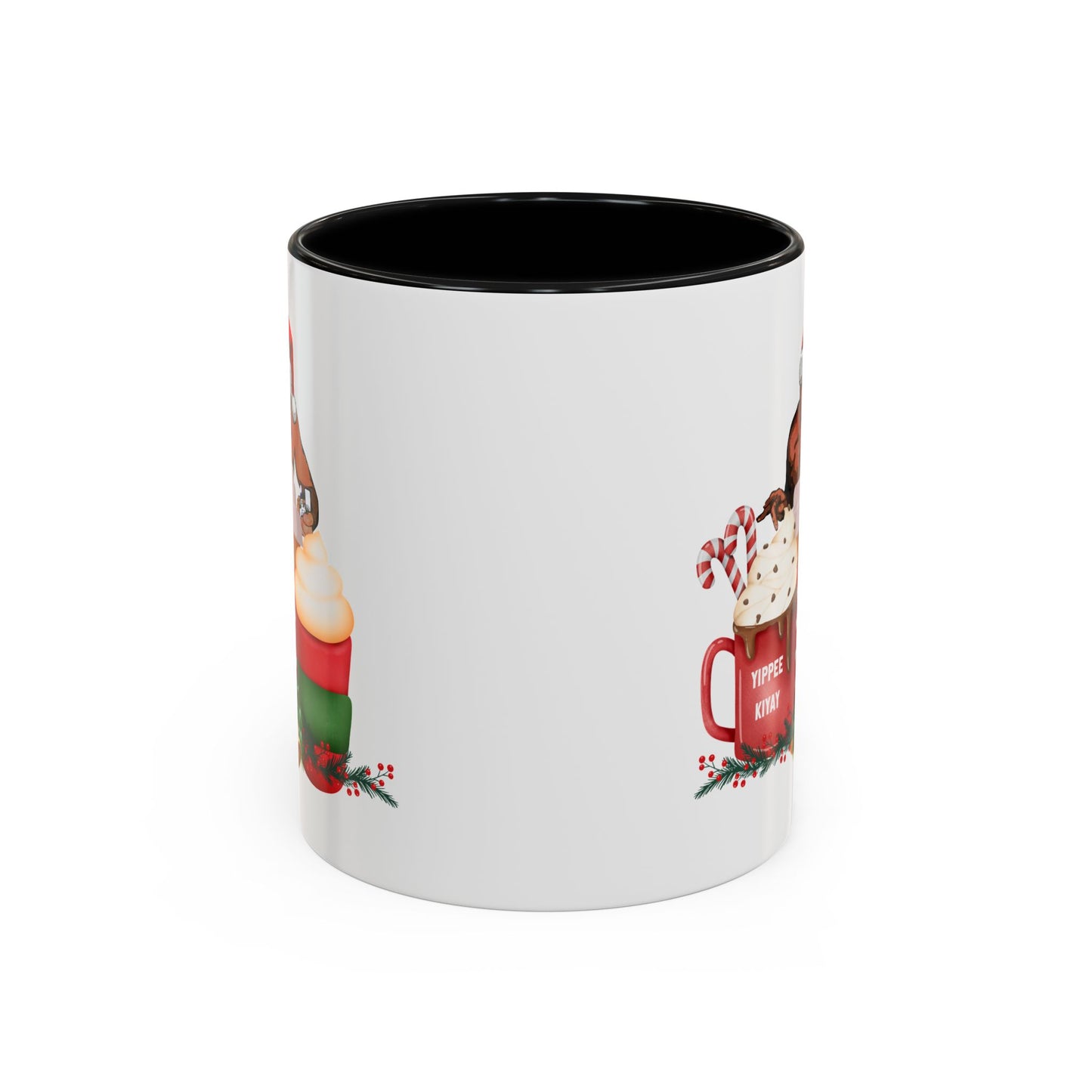 Cute Yippee Kiyay Nostalgic Movie Quote | Christmas Movie Fan Gift | Funny Christmas Gift| 1980s Nostalgia |11oz Accent Mug| 15oz Accent Mug