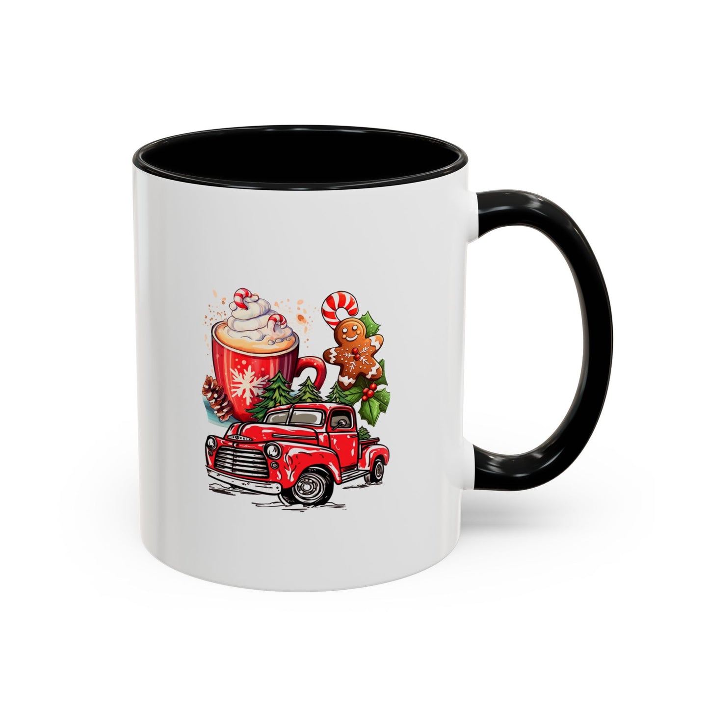 Red Christmas Truck Mug | Cute Gingerbread Man Mug | Christmas Gift Idea | 11oz Accent Mug | 15oz Accent Mug