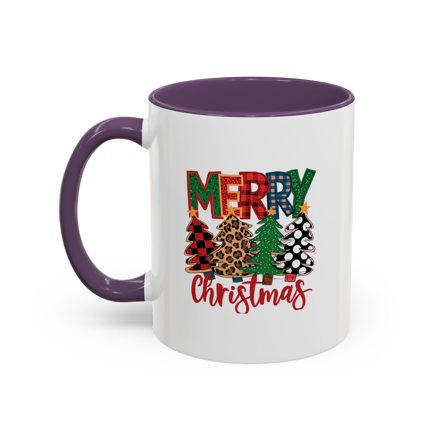 Colorful Merry Christmas Trees Mug | Christmas Mug | Christmas Gift | 11oz Accent Mug | 15oz Accent Mug