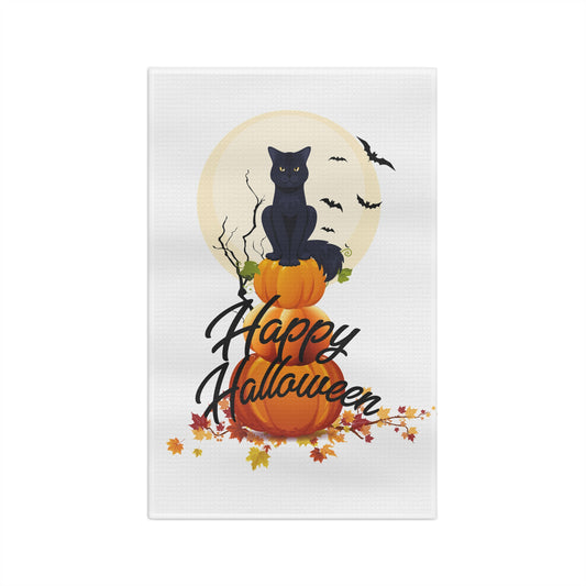 Halloween Cat Microfiber Tea Towel, Fall Decor, Kitchen Gift, Seasonal Towel, Scary Decor, Witchy Kitchen Accessory