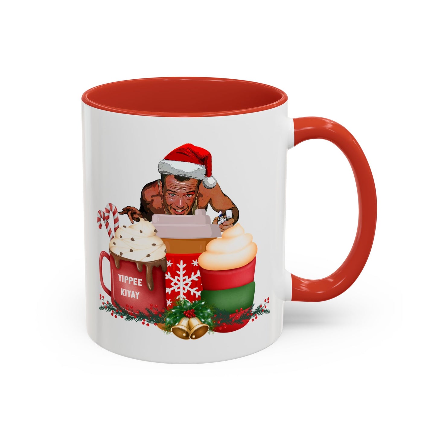 Cute Yippee Kiyay Nostalgic Movie Quote | Christmas Movie Fan Gift | Funny Christmas Gift| 1980s Nostalgia |11oz Accent Mug| 15oz Accent Mug