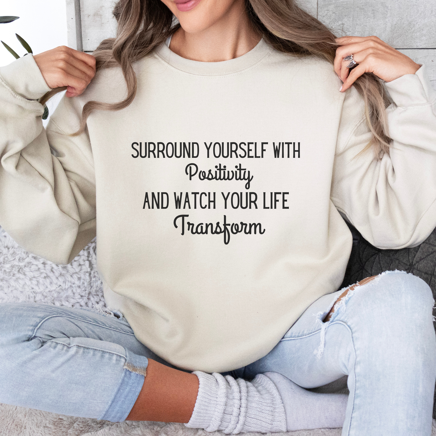 Surround Yourself With Positivity Inspirational Quote Unisex Heavy Blend™ | Motivational Sweatshirt | Inspirational Gift | Gift For Her | Gift For Him