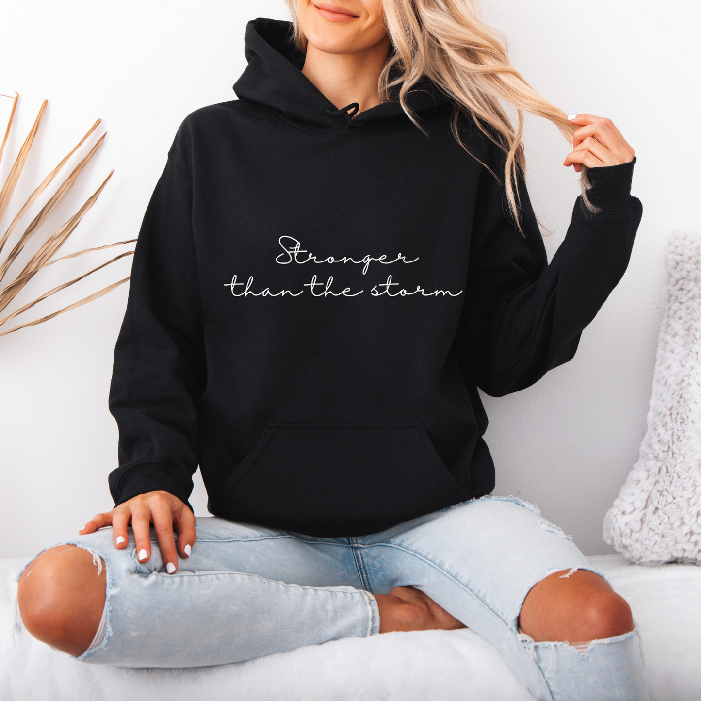 Stronger Than The Storm Inspirational Quote Hoodie | Motivational Gift For Her | Inspirational Quote