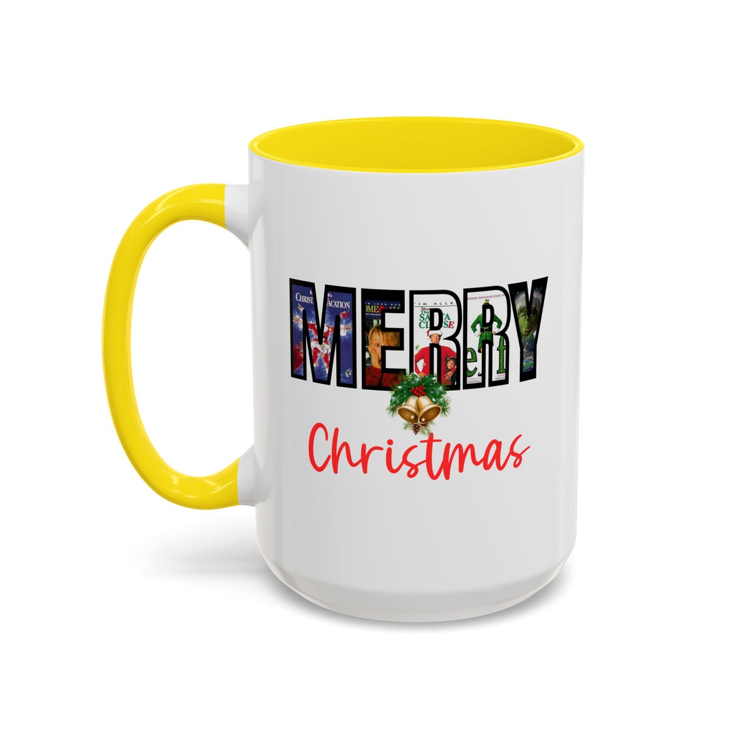 Cute Merry Christmas Nostalgic Holiday Movie Poster Mug | Christmas Gift | Christmas Bells | 11oz Accent Mug | 15oz