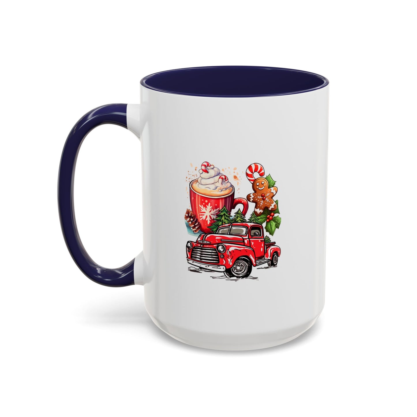Red Christmas Truck Mug | Cute Gingerbread Man Mug | Christmas Gift Idea | 11oz Accent Mug | 15oz Accent Mug