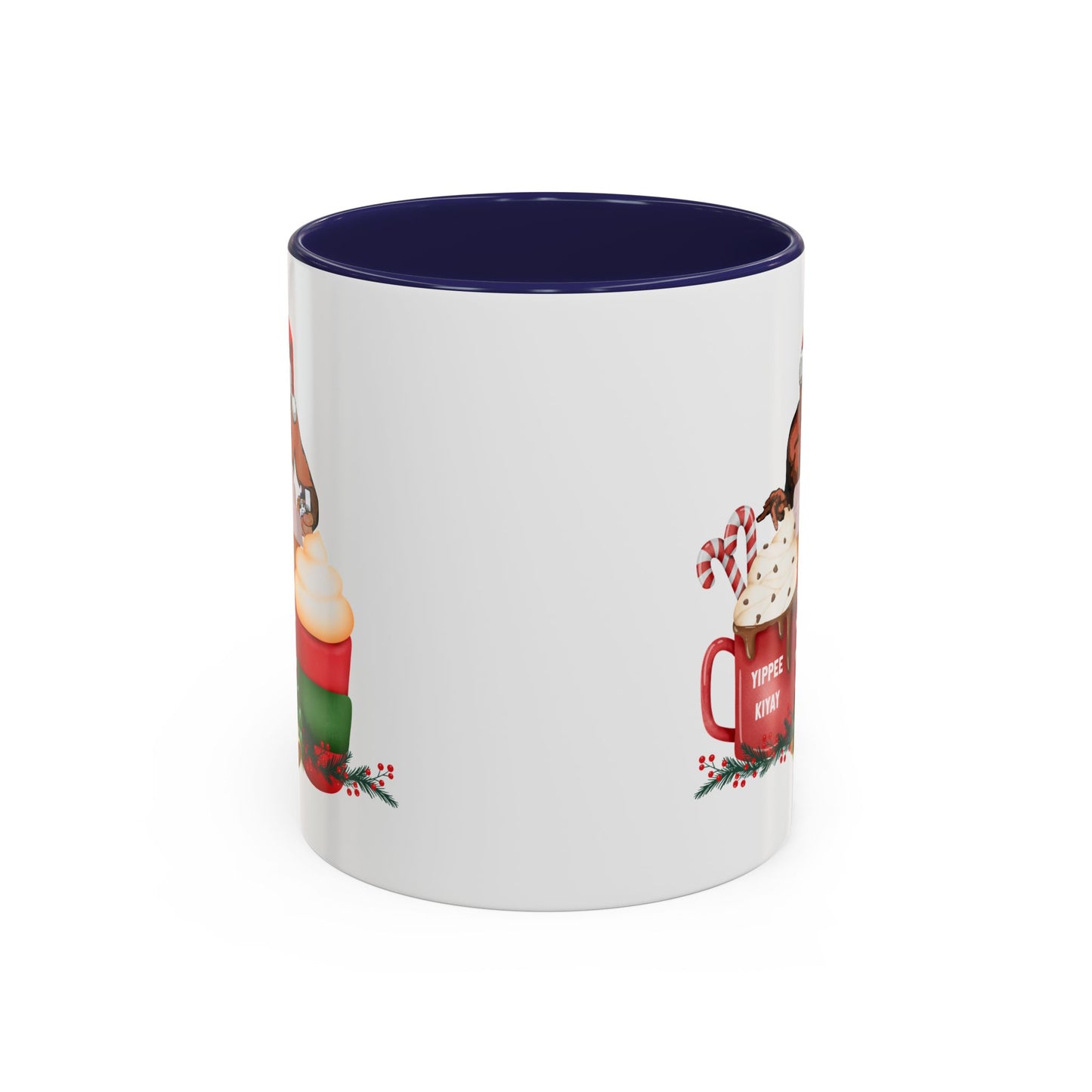 Cute Yippee Kiyay Nostalgic Movie Quote | Christmas Movie Fan Gift | Funny Christmas Gift| 1980s Nostalgia |11oz Accent Mug| 15oz Accent Mug