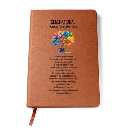 Custom Graphic Leather Journal | Leather Journal | Generational Curse Breaker New Chapter | Next Chapter Affirmations Self-Care Journal